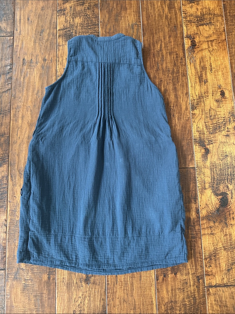 Quince 100% Organic Cotton Gauze Sleeveless Swing Dress in Indigo Blue Size M - Picture 4 of 5